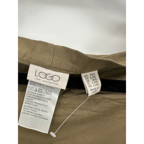 LOGO by Lori Goldstein Cardigan Scarf Button Sleeve Women M/L Green Stretch - Picture 5 of 5